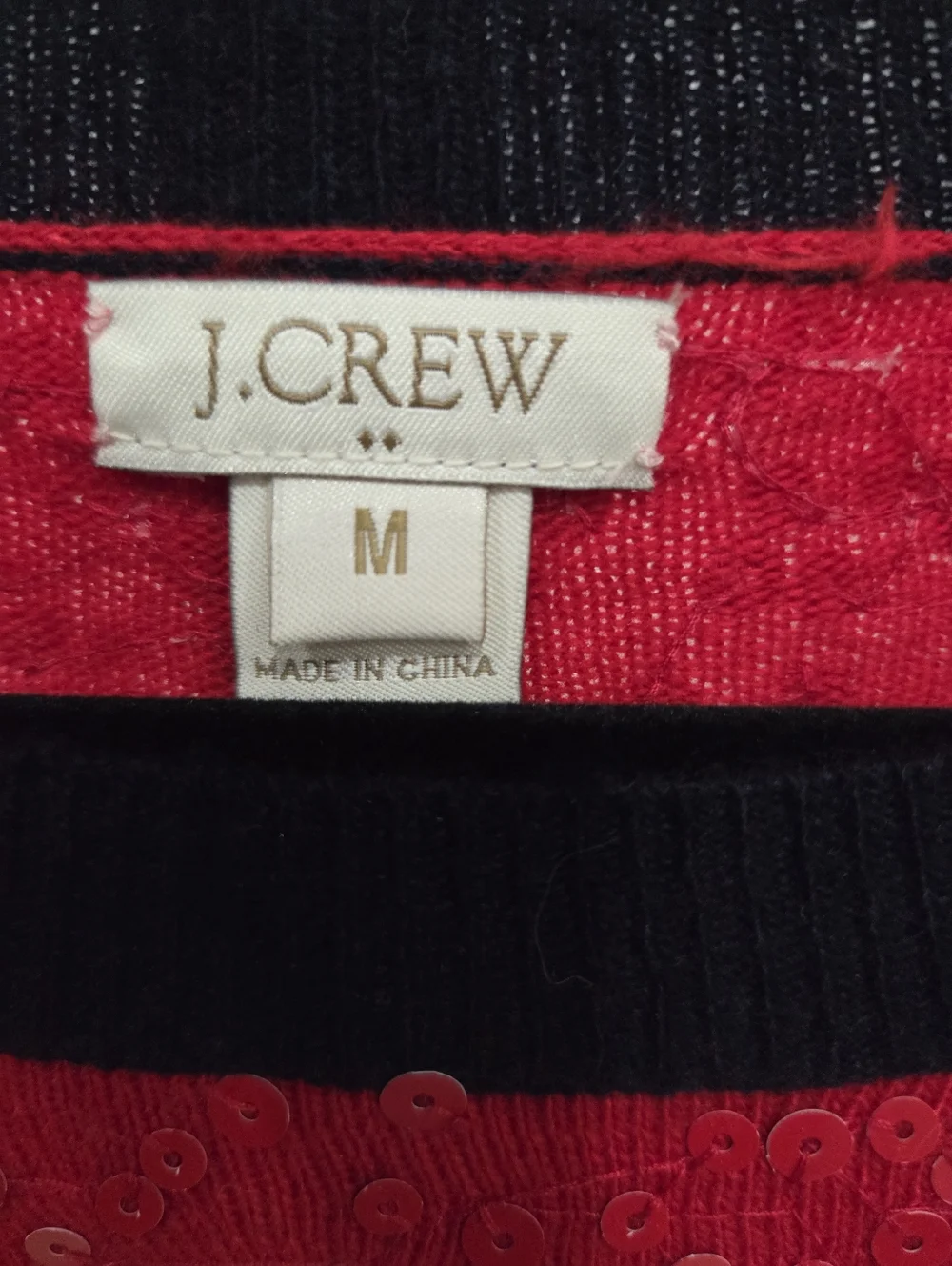 J CREW WOMEN'S RED SEQUIN MERINO WOOL SWEATER SIZE MEDIUM